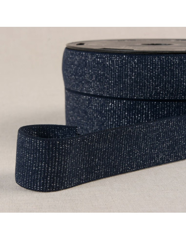 Boxer elastico con paillettes - Blu marino e argento