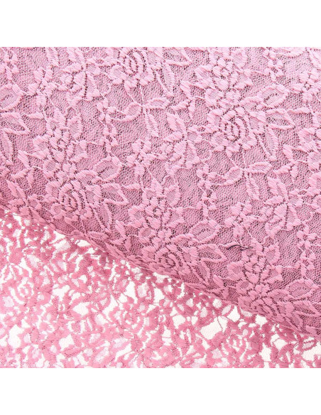 Tessuto pizzo elasticizzato Glamour - Rosa antico