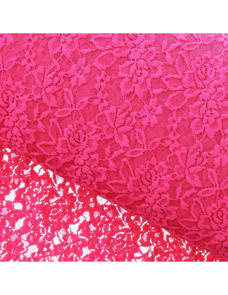 Tessuto pizzo elasticizzato Glamour - Fucsia
