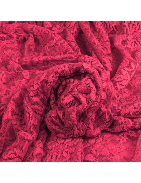 Tessuto pizzo elasticizzato Glamour - Fucsia