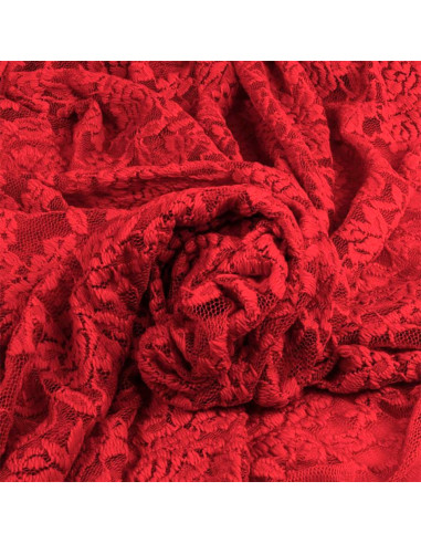 Tessuto pizzo elasticizzato Glamour - Rosso