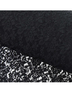 Tessuto pizzo elasticizzato Glamour - Nero