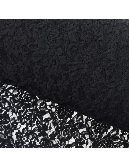 Tessuto pizzo elasticizzato Glamour - Nero