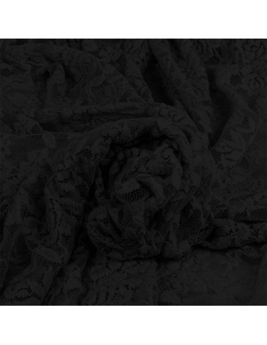 Tessuto pizzo elasticizzato Glamour - Nero