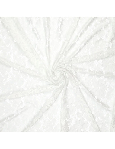 Tessuto guipure elasticizzato Bloom - Bianco