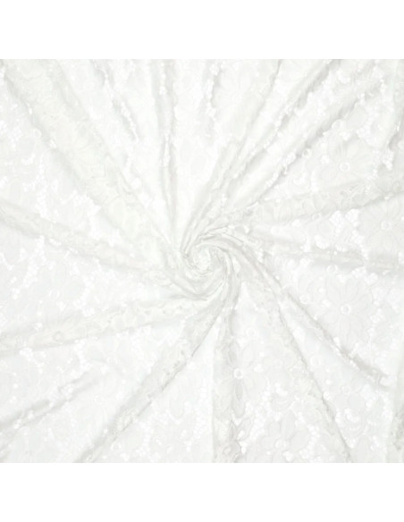 Tessuto guipure elasticizzato Bloom - Bianco