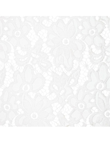 Tessuto guipure elasticizzato Bloom - Bianco