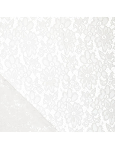 Tessuto guipure elasticizzato Bloom - Bianco
