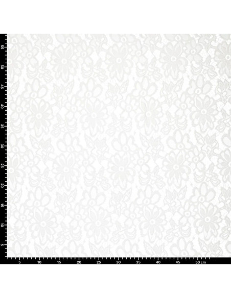 Tessuto guipure elasticizzato Bloom - Bianco