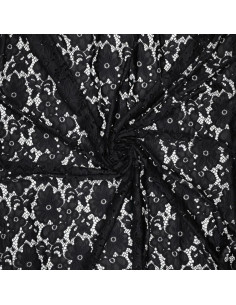 Tessuto guipure stretch Bloom - Nero