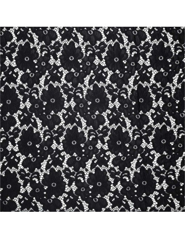 Tessuto guipure stretch Bloom - Nero