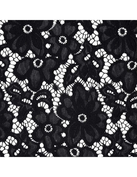 Tessuto guipure stretch Bloom - Nero