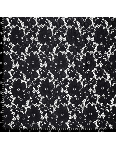 Tessuto guipure stretch Bloom - Nero
