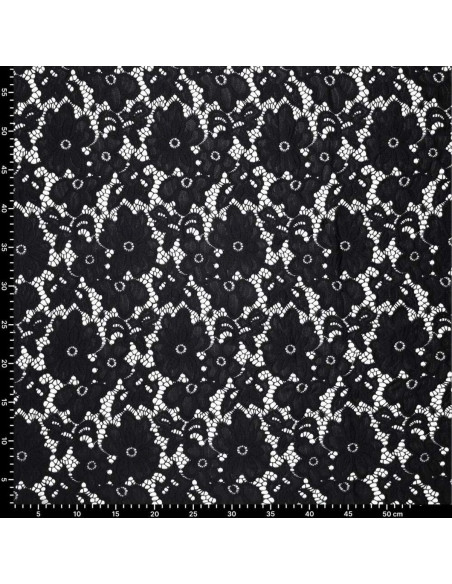 Tessuto guipure stretch Bloom - Nero