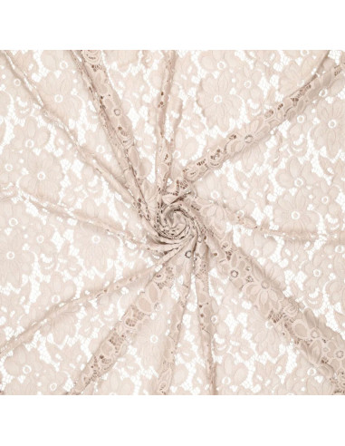 Tessuto guipure elasticizzato Bloom - Beige