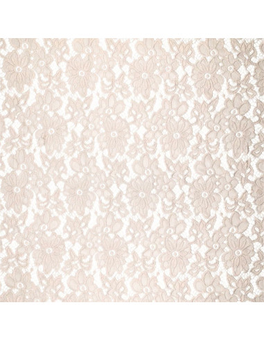 Tessuto guipure elasticizzato Bloom - Beige