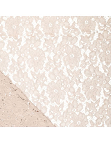 Tessuto guipure elasticizzato Bloom - Beige