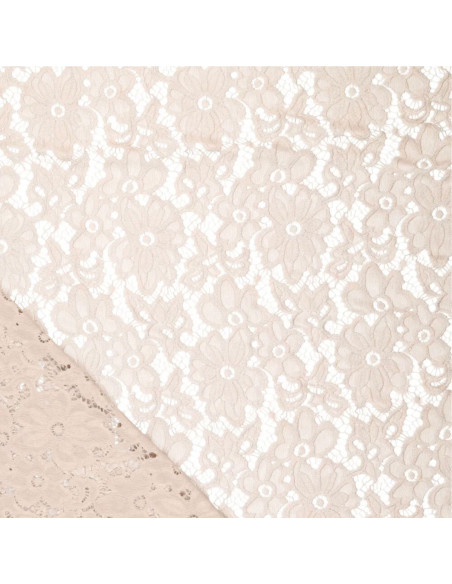 Tessuto guipure elasticizzato Bloom - Beige