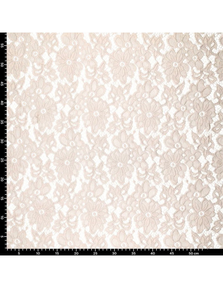 Tessuto guipure elasticizzato Bloom - Beige