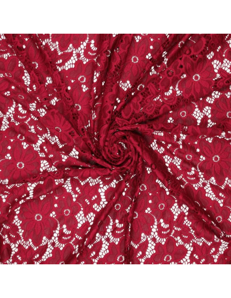 Tessuto guipure elasticizzato Bloom - Rosso