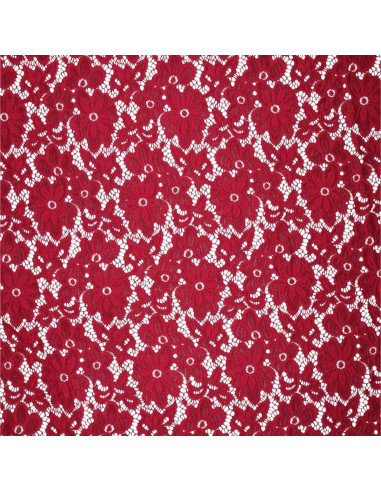 Tessuto guipure elasticizzato Bloom - Rosso
