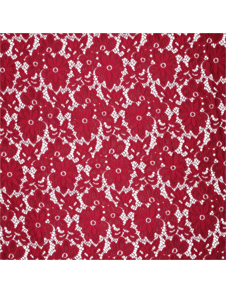 Tessuto guipure elasticizzato Bloom - Rosso