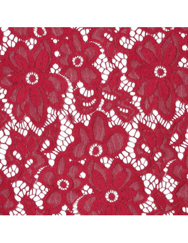 Tessuto guipure elasticizzato Bloom - Rosso