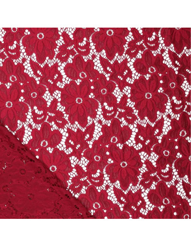 Tessuto guipure elasticizzato Bloom - Rosso