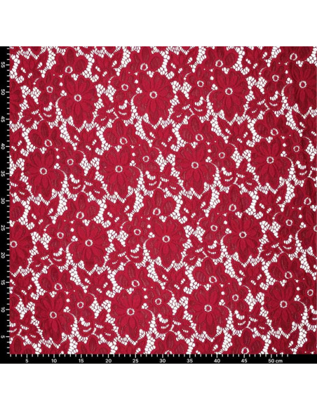 Tessuto guipure elasticizzato Bloom - Rosso