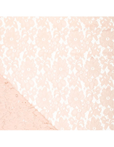 Tessuto guipure elasticizzato Bloom - Rosa chiaro