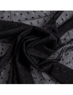 Tulle plumetis elasticizzato - Nero