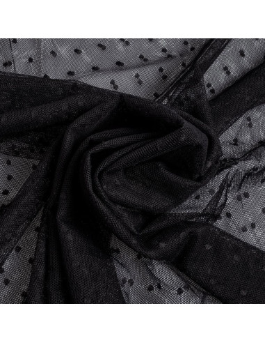 Tulle plumetis elasticizzato - Nero