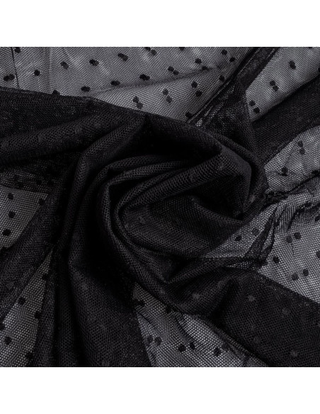 Tulle plumetis elasticizzato - Nero