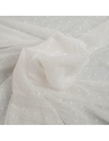 Tulle plumetis stretch - Ecru
