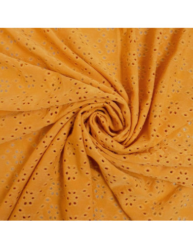 Tessuto ricamato inglese elasticizzato - Giallo