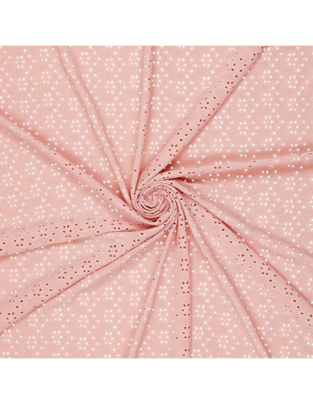 Tessuto ricamato inglese elasticizzato - Rosa antico
