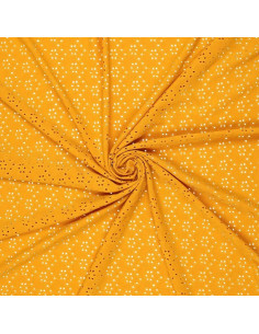 Tessuto ricamato inglese elasticizzato - Curry