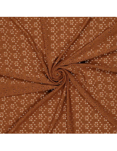 Tessuto ricamato inglese elasticizzato - Nocciola