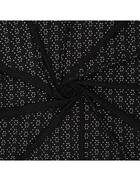 Tessuto ricamato inglese elasticizzato - Nero