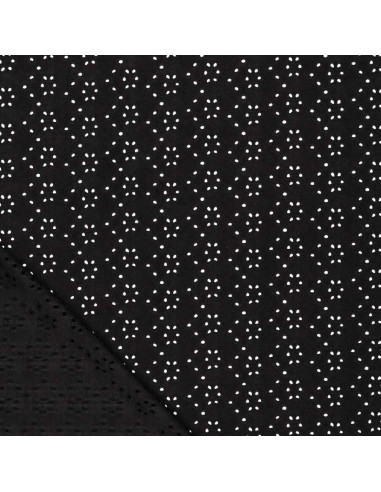 Tessuto ricamato inglese elasticizzato - Nero
