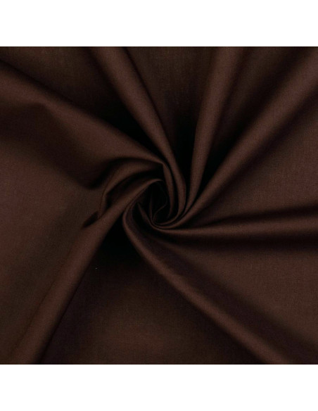 Tessuto cotone cretonne tinta unita - Marrone scuro