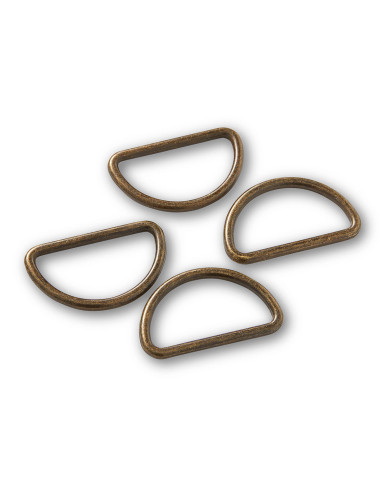 Scatola di 4 anelli a D - Ottone antico 30 mm