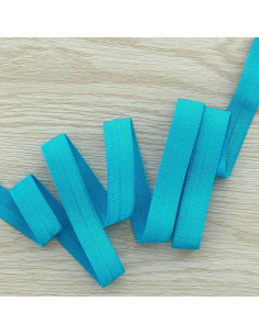 Nastro elastico satinato pre-piegato 15 mm di larghezza - Blu turchese