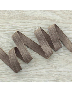 Nastro elastico pre-piegato satinato 15 mm di larghezza - Talpa scuro