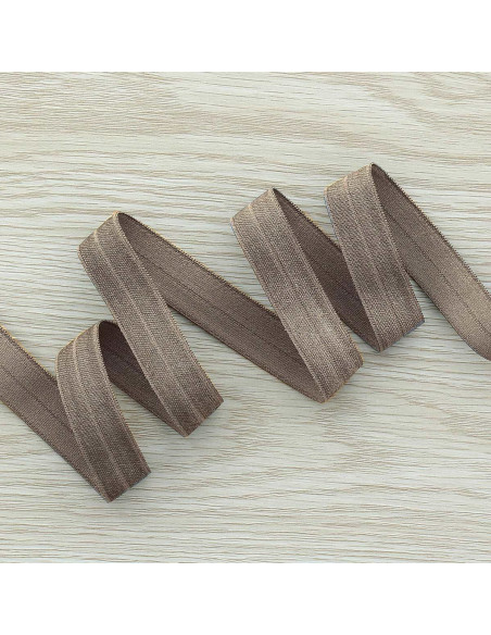 Nastro elastico pre-piegato satinato 15 mm di larghezza - Talpa scuro