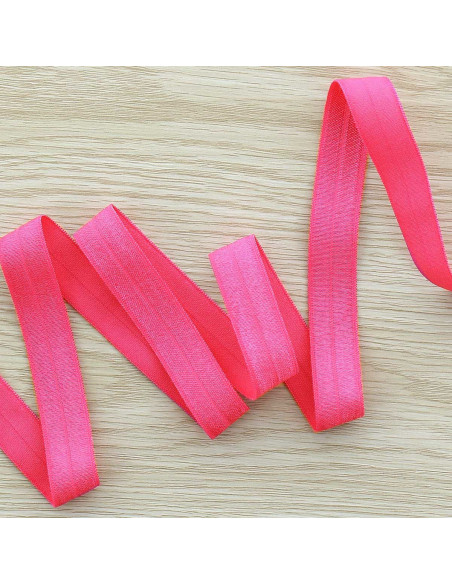 Nastro elastico satinato pre-piegato 15 mm di larghezza - Fucsia