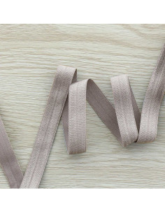 Nastro elastico satinato pre-piegato 15 mm di larghezza - Greige