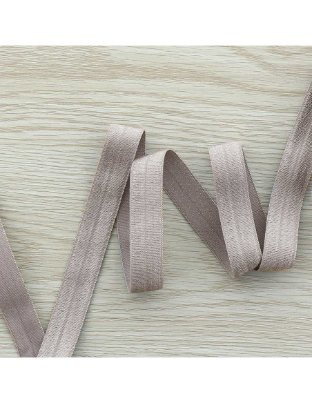 Nastro elastico satinato pre-piegato 15 mm di larghezza - Greige