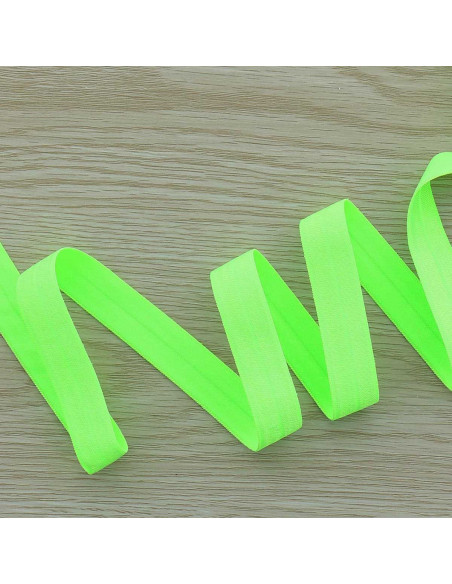 Nastro elastico satinato pre-piegato 15 mm di larghezza - Verde fluorescente
