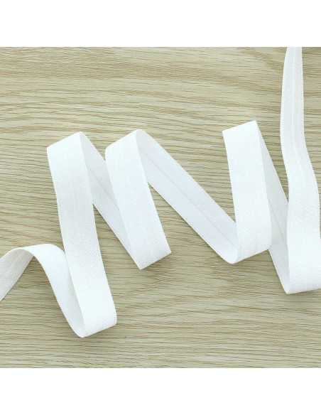 Nastro elastico satinato pre-piegato largo 15 mm - Bianco sporco